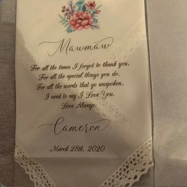 Testreszabott Nagymama A Vőlegény Esküvői Hankies, Zsebkendő Másnapos Ajándéka Nagymamának, Emlékezet, Nyomtatott, Szerkeszthető - Image 3