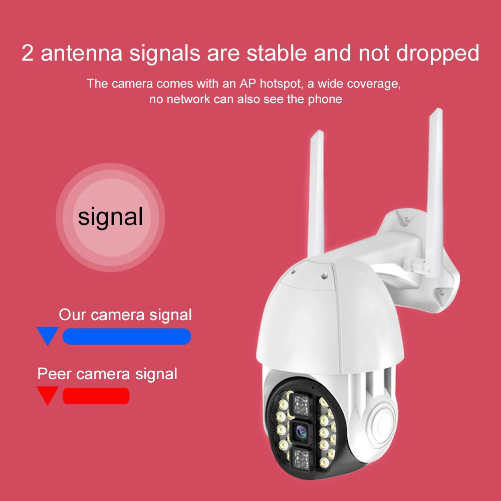 Wifi камера с узором, камера для домашнего наблюдения, обнаружение движения, две антенны, IP66, видеокамера, для помещений, 20LED, для улицы, приложение, вращение