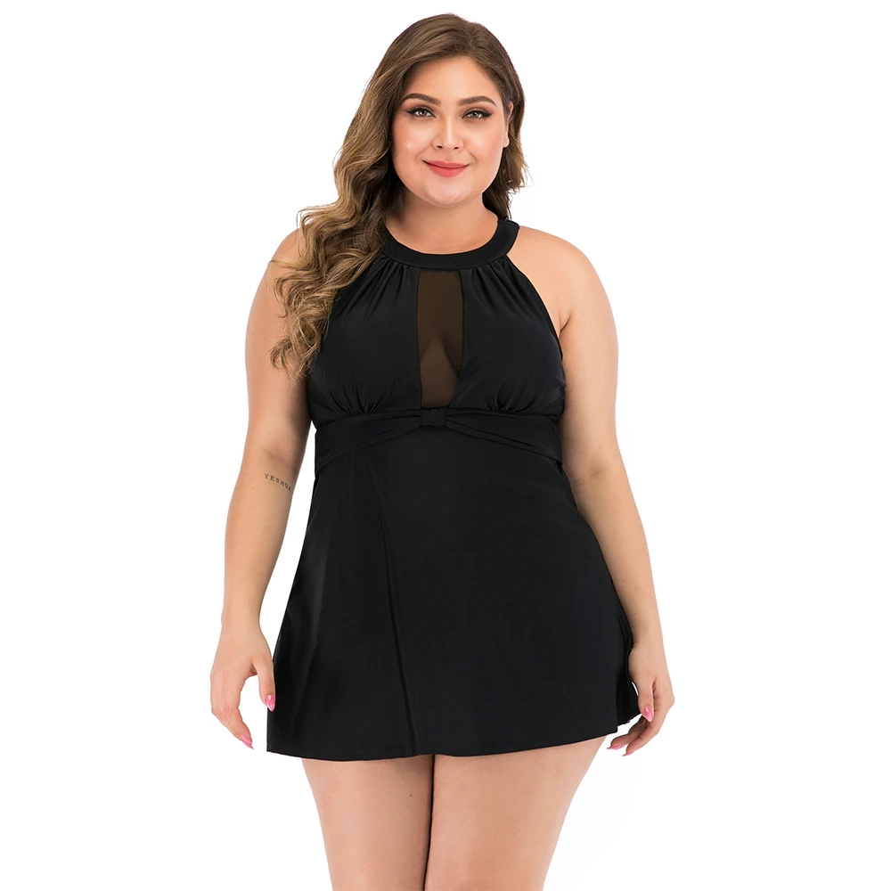 New Tankini Swimsuit Women Swim Skirt One Piece Plus Size Swimwear Shorts 2020 Vintage Stripe Large Size Bathing Suit Dress 3XL