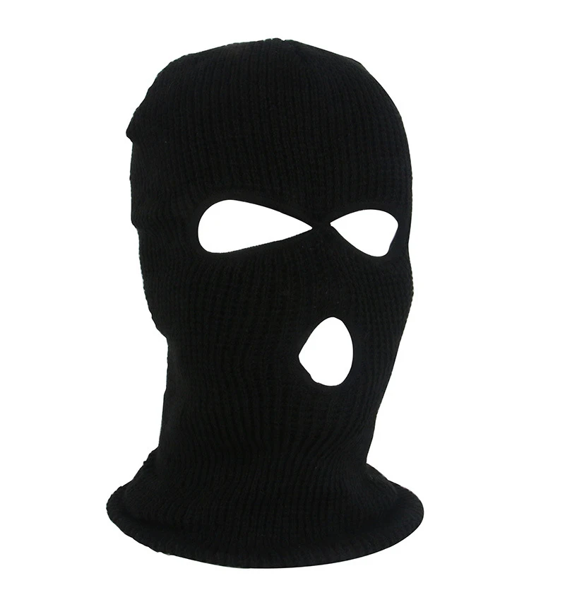 Full Face Cover Mask Three Hole Winter Warm Hoodie Men Ski Cold Mask Hood Electric Motorcycle Windproof Mask Riding Face Shield - Цвет: Черный