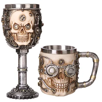 

3D Personalized Skull Robot Mug Goblet Beer Mugs Cool Skeleton Design for Coffee Tea Beer Drinking Home Bar Party Unique Gifts