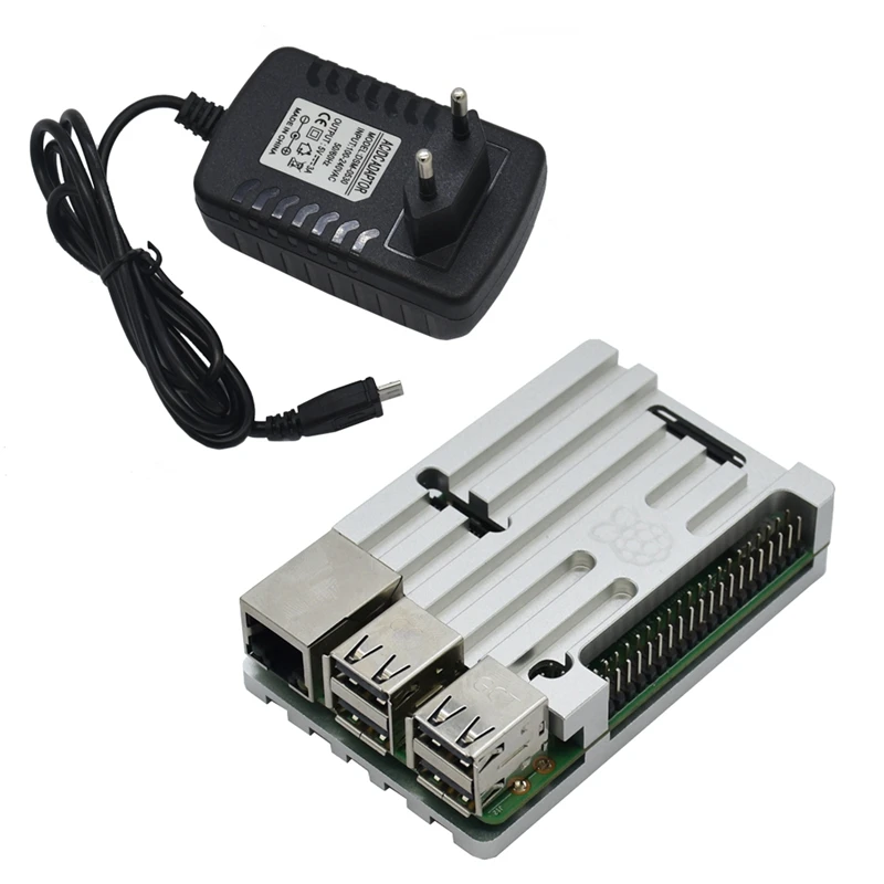 3 в 1 Raspberry Pi 3 Model B+(Plus)+ ЧПУ Алюминий чехол+ 5V 3A Мощность адаптер с поддержкой Wi-Fi и Bluetooth Декодер каналов кабельного телевидения
