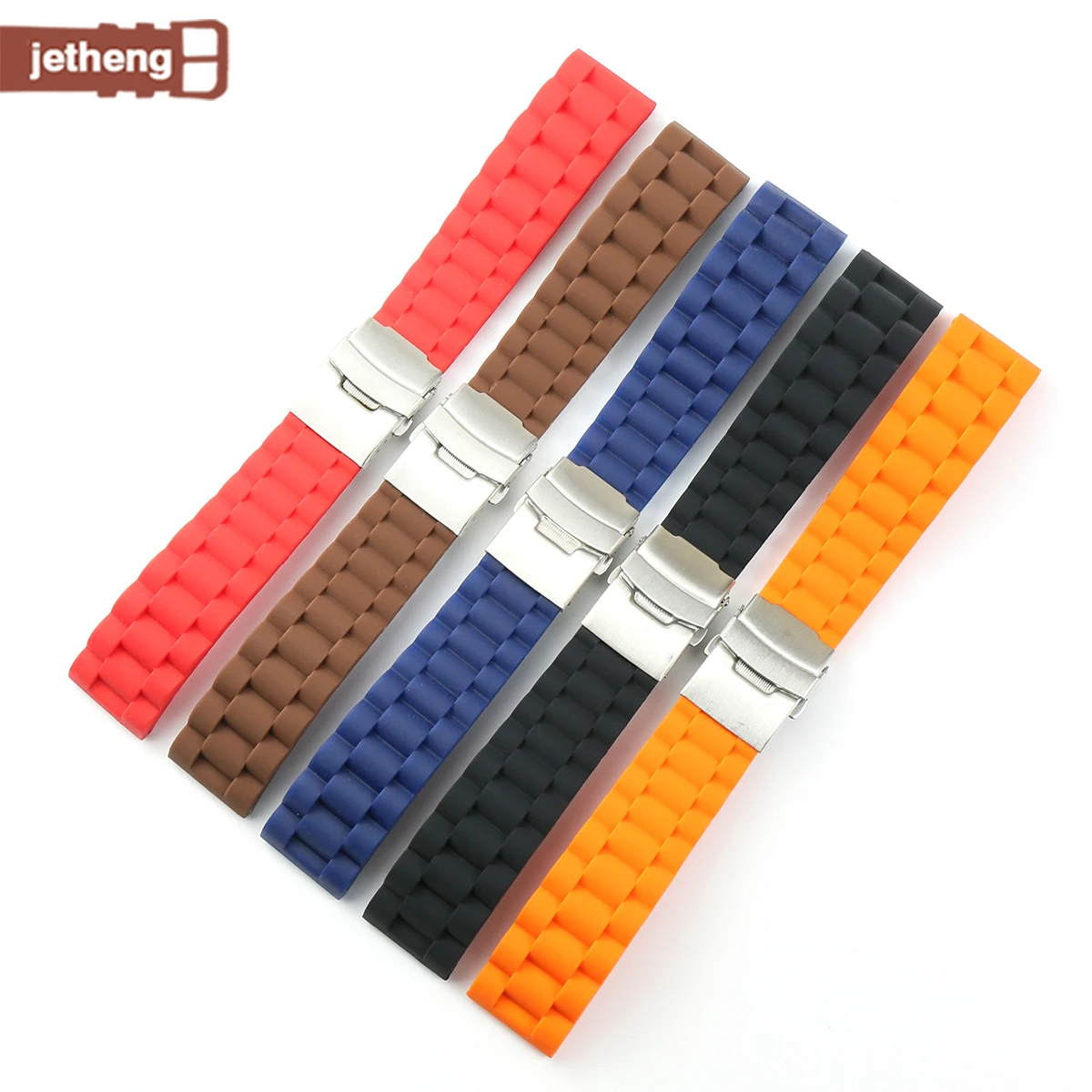 

Silicone sports heavy strap - black, white, orange, dark blue, brown and red, size 20mm 22mm