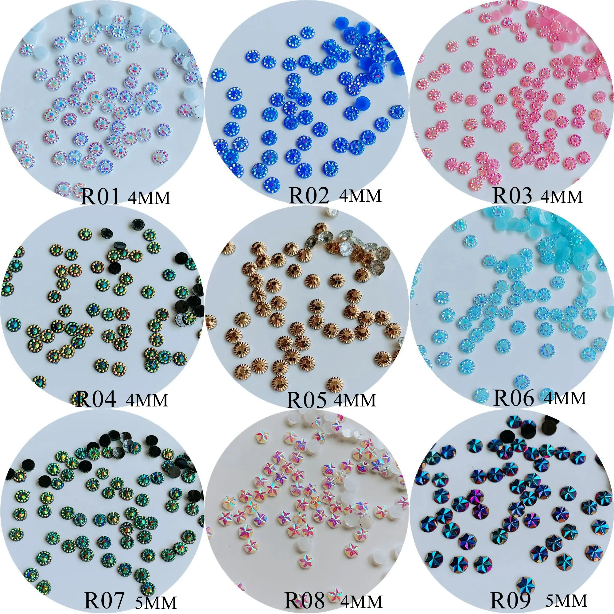 

10000pcs/bag Nail Art Resin Rhinestone 4MM/5MM Swirl Shape Rhinestone AB color Resin Rhinestone R01-09