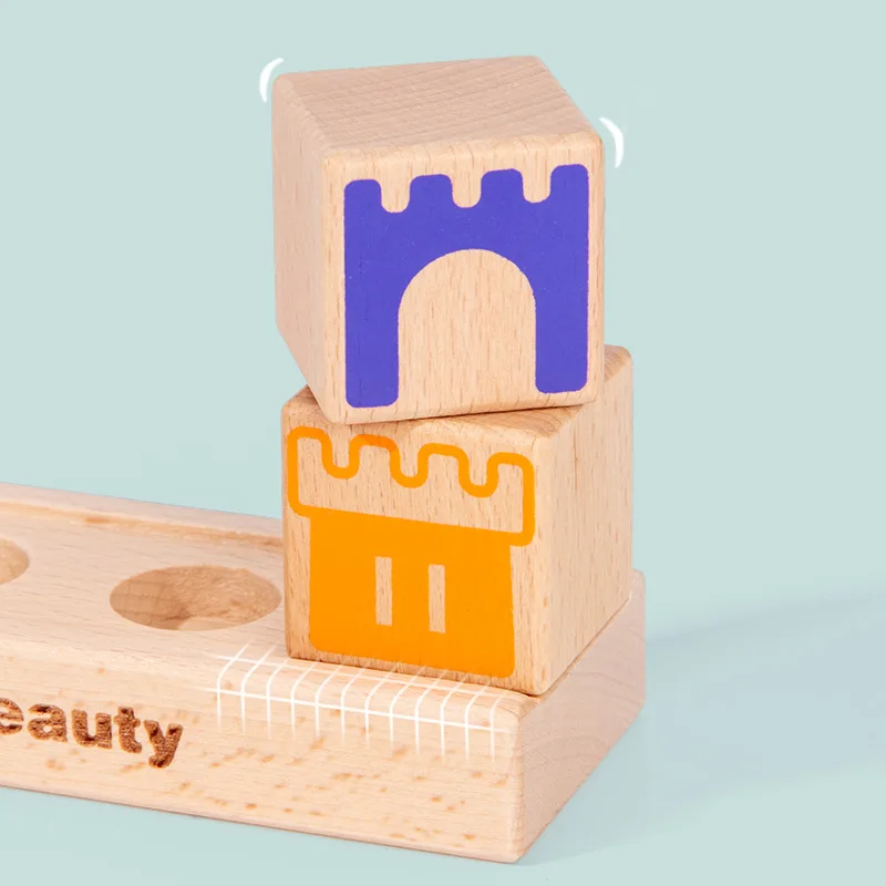 Montessori Camelot Jr Wooden Building Blocks Toys Prince Save The Princess Interactive Games for Kids 3d blocks Christmas Gifts 4
