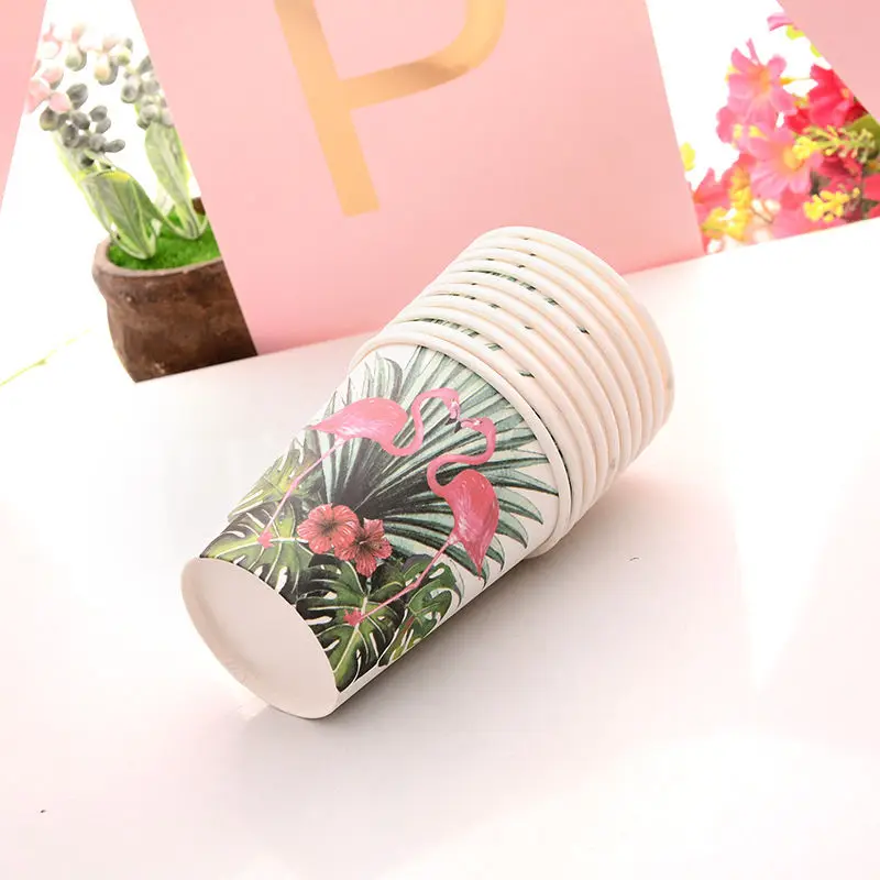 Hawaiian Luau Party Decoration Flamingo Tropical Palm Leaves Tableware Paper Plates Cups Pineapple Summer Birthday Party Decor - Цвет: Cup 10pcs