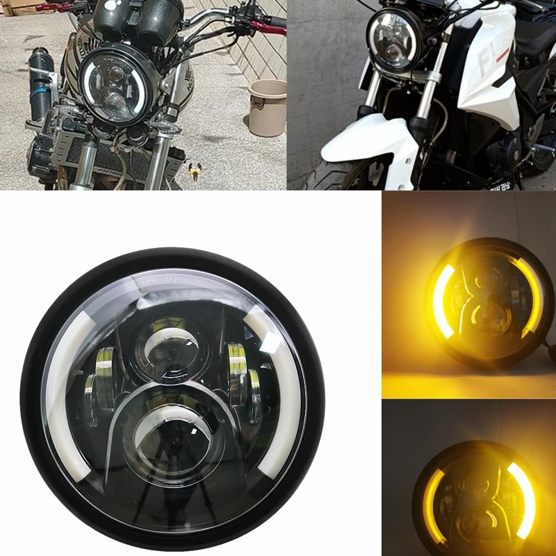 Universal 7&quot Round Headlight 7 Inch Motorcycle LED Headlamp Moto Scooter for Cafe Racer Bobber Yamaha Suzuki Honda GS125 CG125 |