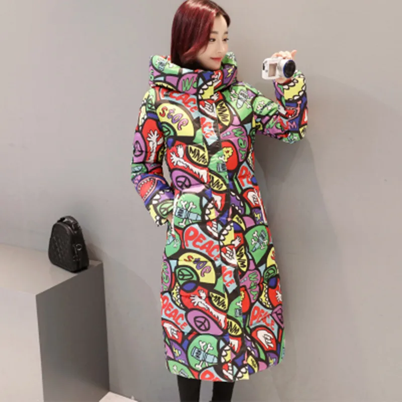 

Fashion Winter Jacket Women Print Thick Warm Female jacket Cotton coat parkas jaqueta feminina inverno HH045