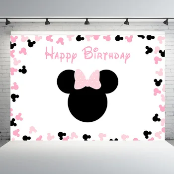 

Pink Minnie Photography Backdrop Custom Photo Background Studio Cartoon Photo Backdrops for Children Birthday Party Photocall