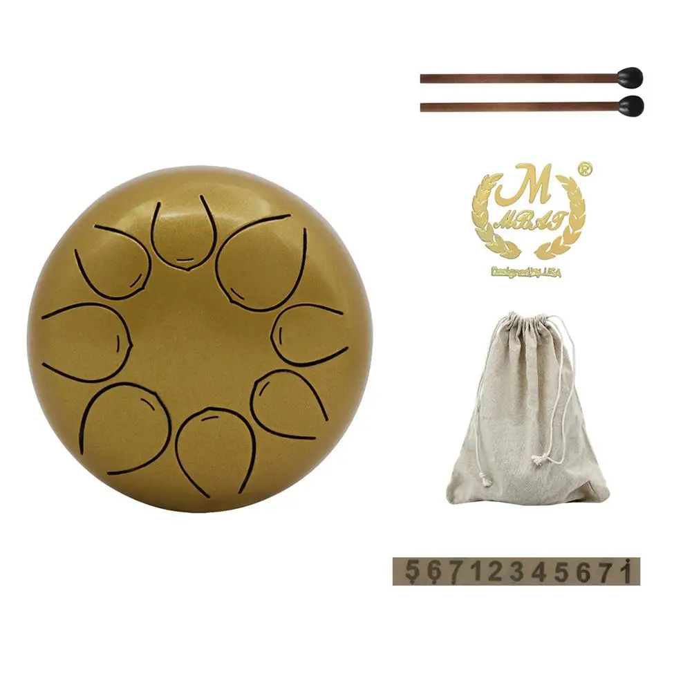 

5 inch MMBAT Steel Tongue Drum 8 Tone G Tune Hand Pan Drum Tank Hang Drum with Drumsticks Carrying Bag Percussion Instruments