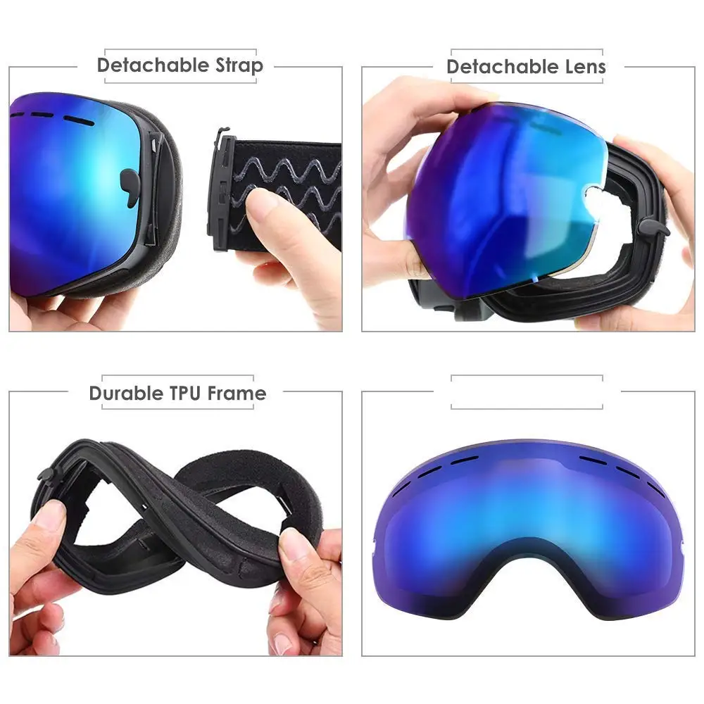 Лыжные очки с защитой UV400 для сноуборда противотуманная большая Лыжная маска
