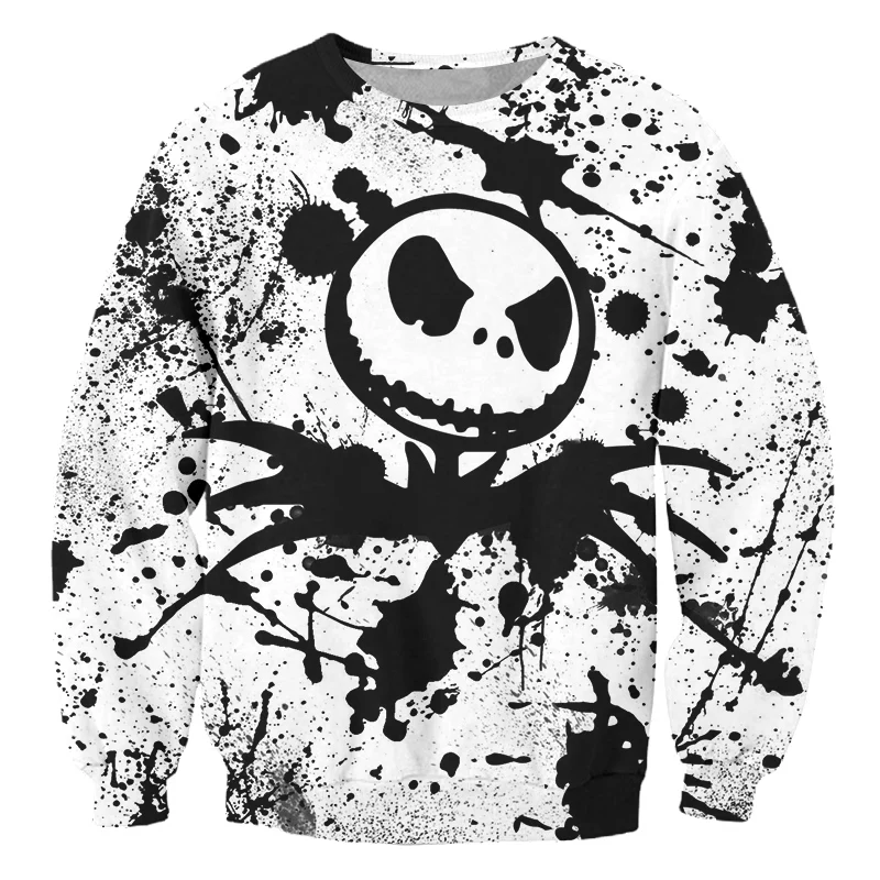 

IFPD EU/US Size Hot Sale Unisex Sweatshirt 3d Printed Black White Skull Long Sleeves Shirt Men's Casual Plus Size Men Pullover