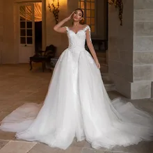 

Sevintage Exquisite Mermaid Wedding Dresses Lace Appliques Beading Crystal Long Sleeves with Detachable Train Women Bridal Gowns