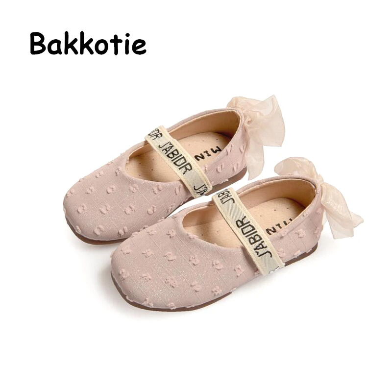 

Bakkotie 2019 Autumn Kids Pu Leather Shoes Little Girls New Sweet Lace Bowtie Mary Jane Flats Toddler Fashion Pink Dress Shoes