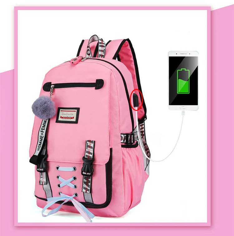 Модный женский рюкзак высокого качества для спорта и отдыха, студенческий Usb зарядка, противоугонные рюкзаки, Индивидуальная сумка на плечо