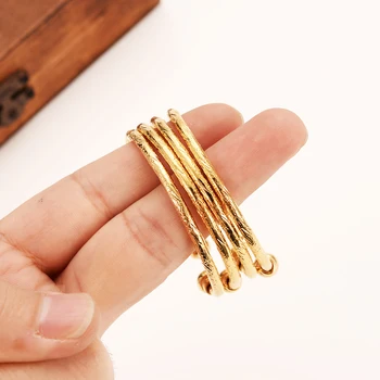 

4pcs Dubai Gold silver baby SMALL Bangle Child Bracelet for Kids african Children Bairn Jewelry Baby mideast Arab cute Gift