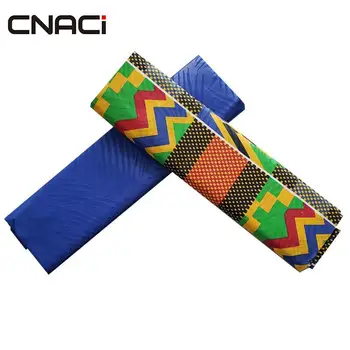 

CNACI New African Ghana Kente Wax Prints Fabric Ankara Wax Nigeria Tissu Africain 2 Yards Mix African Ankara Fabrics Plain Dyed
