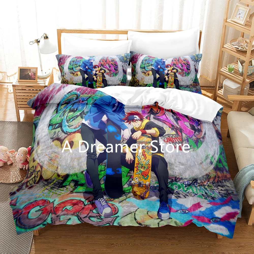 Skateboard Anime Bedding Set SK8 The Infinity Duvet Cover Boys Game Skateboard Printed Bedding Decoration Bedclothes Home