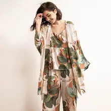 SPRING & FALL New Ladies Pajamas Set Cartoon Banana Leaves Printed Women Comfort Loose Homewear  Large Size  Femme Sleepwaear