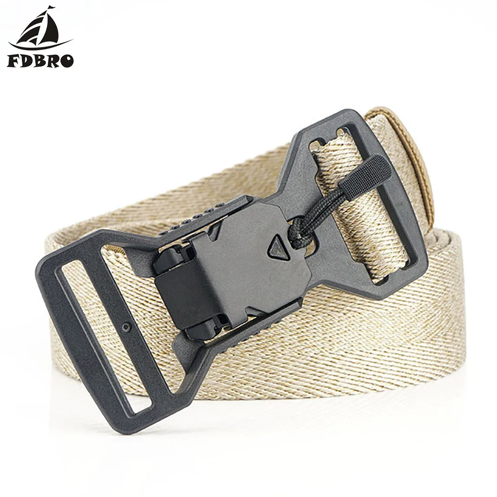 Khaki FDBRO Fashion Nylon Belt Adjustable Men Belt Sport Plastic Function Buckle Jean Casual Pant Training Accessories Free Ship - Цвет: Khaki