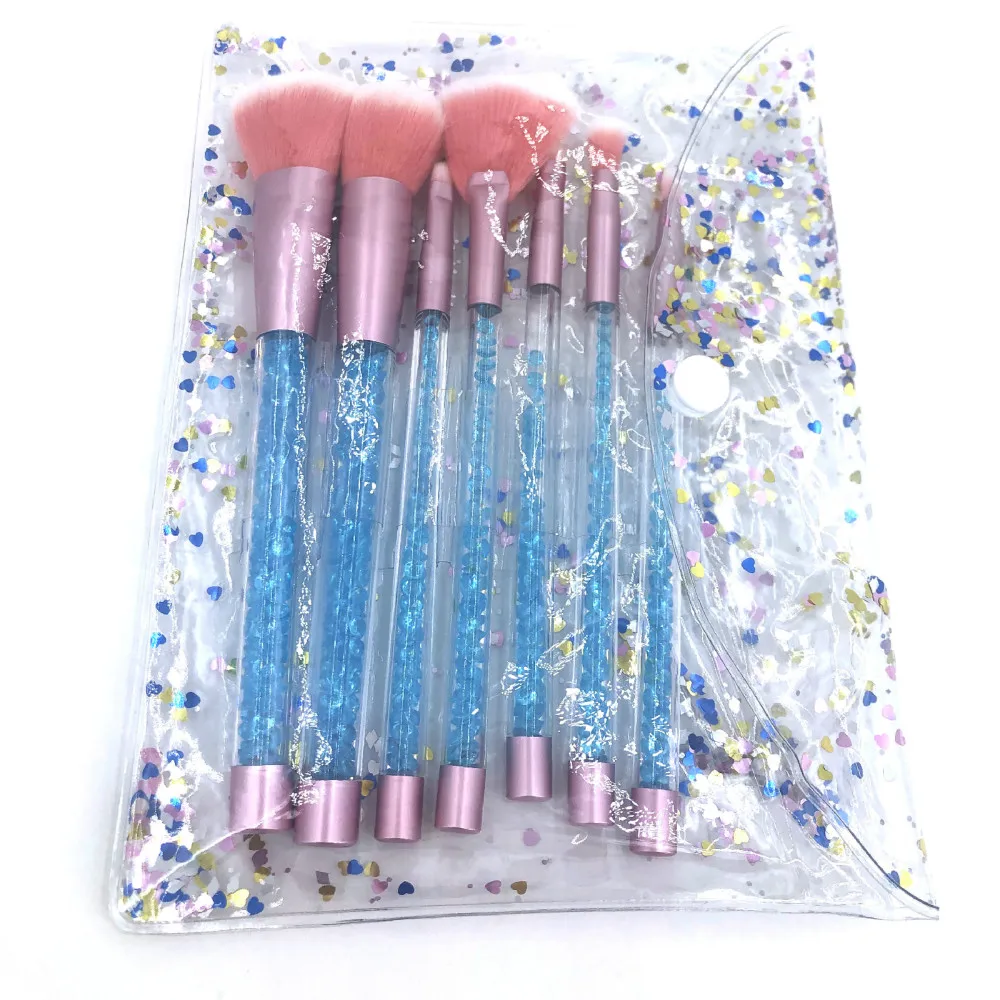 

7 Pcs Makeup Brushes Set Diamond Crystal Glitter Handle Makeup Brushes Powder Foundation Eyebrow Face CosmeticTool