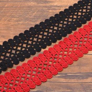 

1 yard/lot 5.5 cm Width Sewing Accessories Water Soluble Floral Lace Applique red，BLACK Embroidered Lace Trim