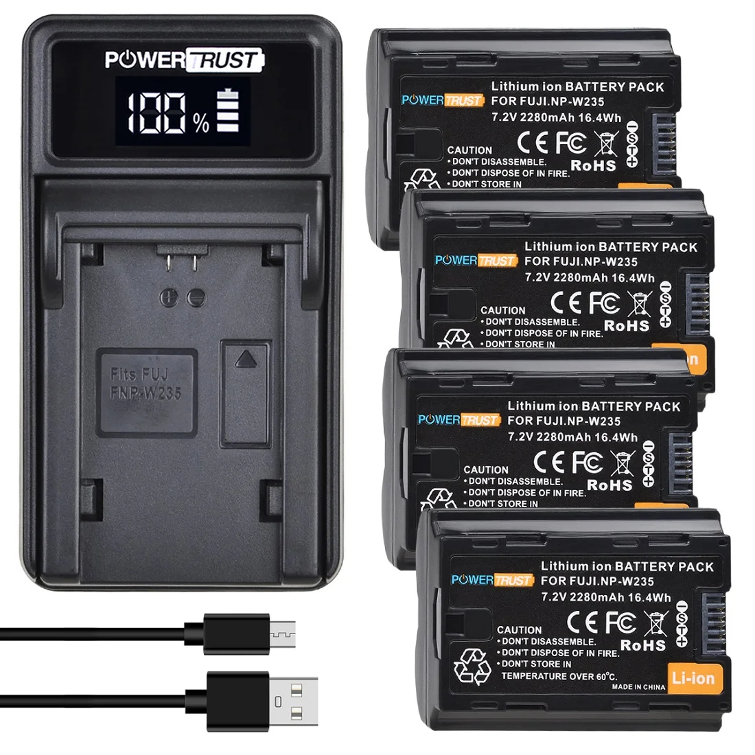 Np-W235 Caricabatteria Rapido A Batteria/Led Per Fujifilm Np W235, Fujifilm Gfx 50S Ii,Gfx 100S, X-T4, X-T5,Vg-Xt4 Impugnatura Verticale Della Batteri