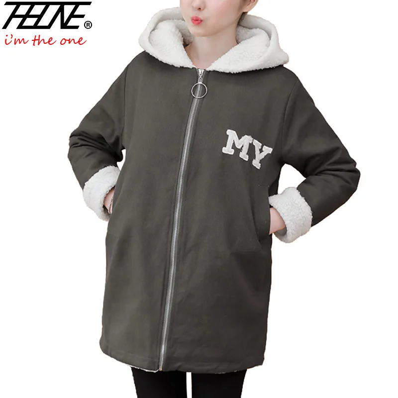 THHONE Abrigos Mujer Invierno 2019 зимняя куртка женская джинсовая с капюшоном Флисовая теплая