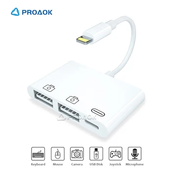 

USB OTG Adapter for iPhone 7 8 11 XS Max Dual USB 3.0 Digital Camera Reader For Lightning Support Mouse U Disk Phone Accessories