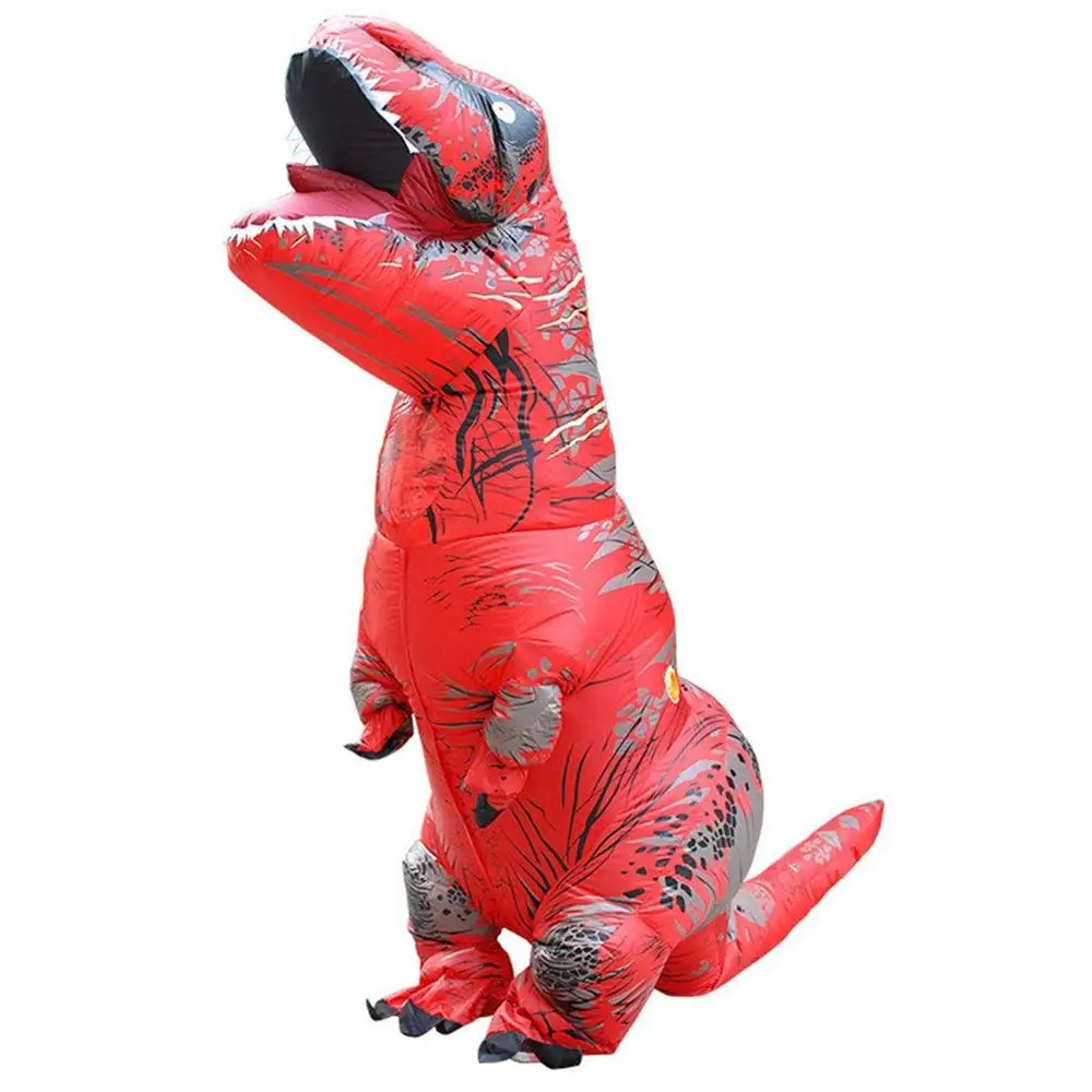 Велоцираптор костюм в форме динозавра надувной костюм Хэллоуин ужас партия наряд костюм для взрослых - Цвет: red