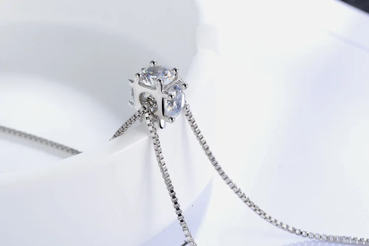Simple Fashion 925 Sterling Silver Necklace Zirconia Pearl Sweater Long Chain Necklaces For Women Choker Collares S-n168