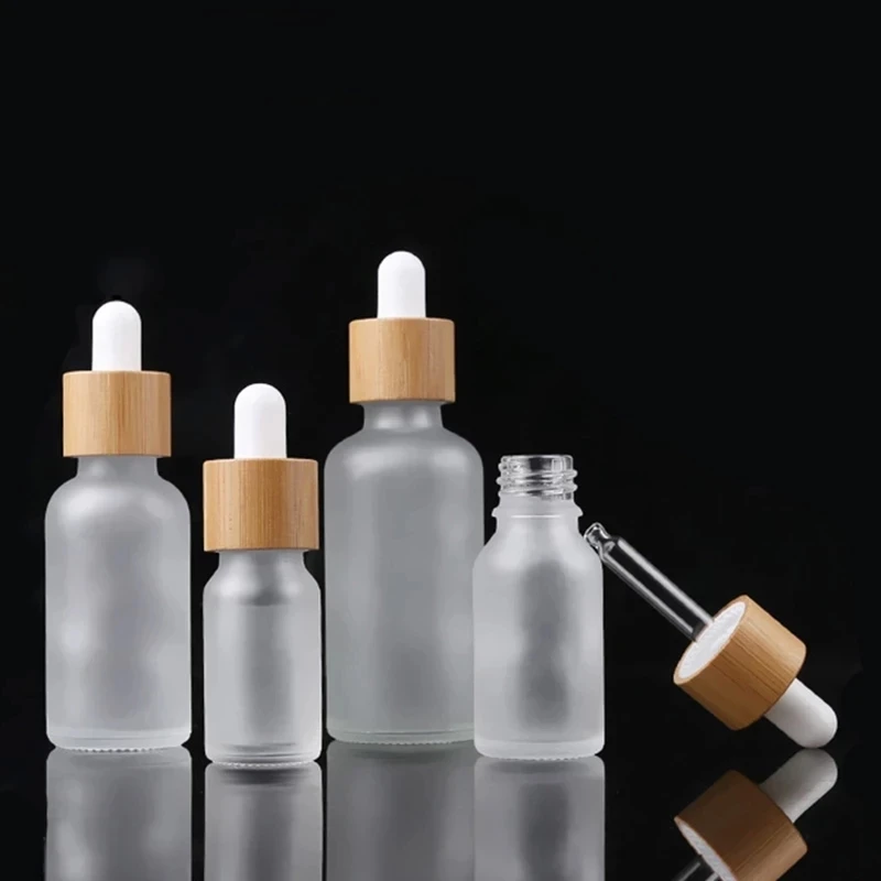 10pcs/lot 5ml 10ml 15ml 30ml 50ml 100ml Glass Essential oil Aromatherapy Bamboo Cap Reagent Drop Eye Liquid Pipette Bottle custom high grade 100ml glass bottle perfume aromatherapy bottle rubber stopper