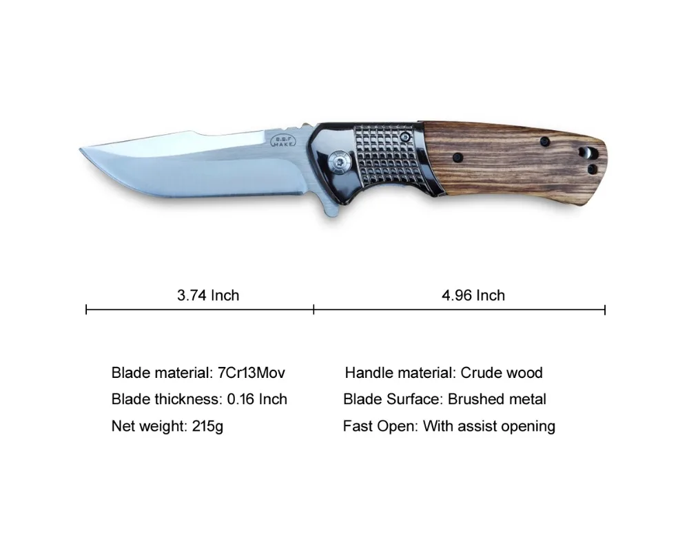 Складной нож, тактический карманный нож для выживания, быстрое открытие, 7CR13Mov, стальная деревянная ручка для работы, походов, охоты, отдыха на природе