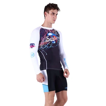 

2020 Men Rush Guards UPF 50+ Sun Protection Men's Swimwear Close-fitting Long Sleeve T-Shirt Rushguard NY010