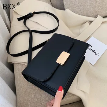 

[BXX] Solid Color PU Leather Crossbody Bags For Women 2020 Lady Simple Shoulder Messenger Bag Travel Handbags and Purses HI809