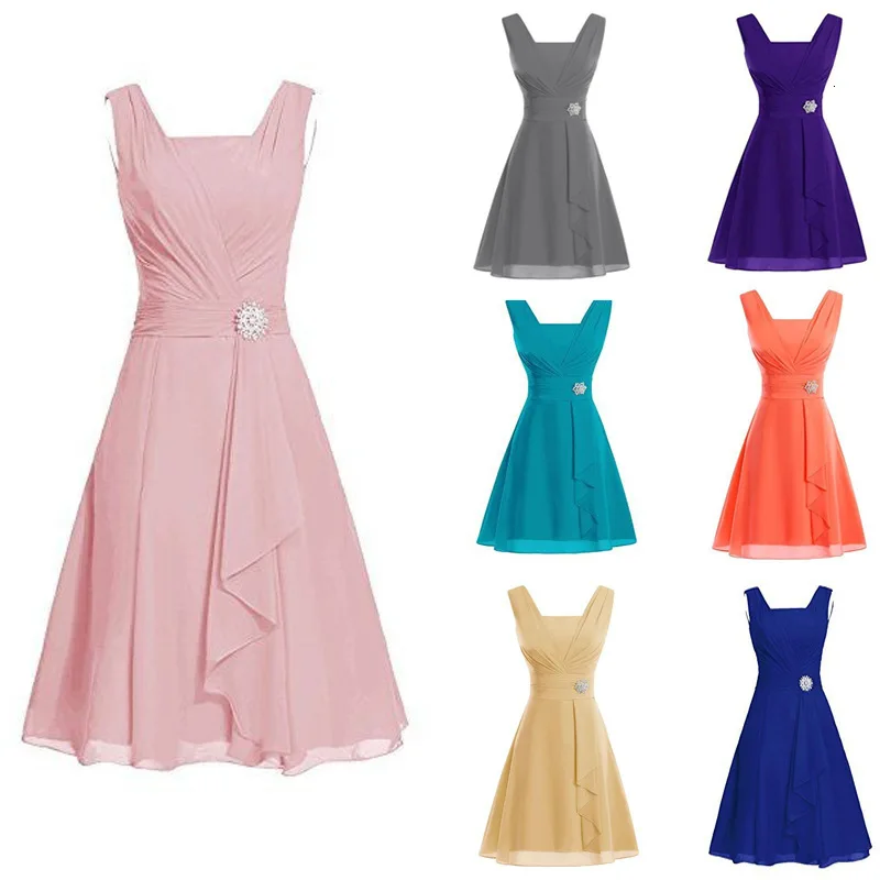 

BacklakeGirls Boat Neck Sleeveless A Line Chiffon Tiered Mother Of The Bride Dresswith Sashes Wedding Guest Dress