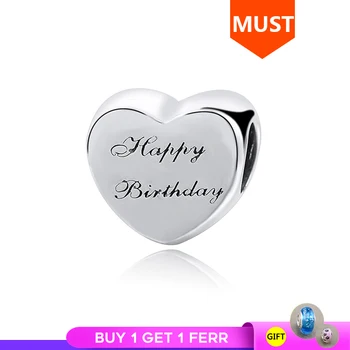 

SG happy birthday love heart Charms Silver 925 Beads Fit Original Europe Bracelet Jewelry making for women Gifts