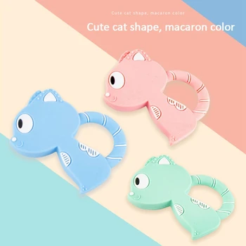 

Silicone Cartoon Cat Teethers Baby Ring Teether BPA Free Chew Charms Infant Teething Teeth Gift Toys