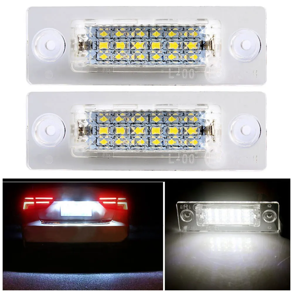 

2Pcs LED License Light Lamps For Golf Jetta Passat T5 Transporter Skoda Car License Plate Lights