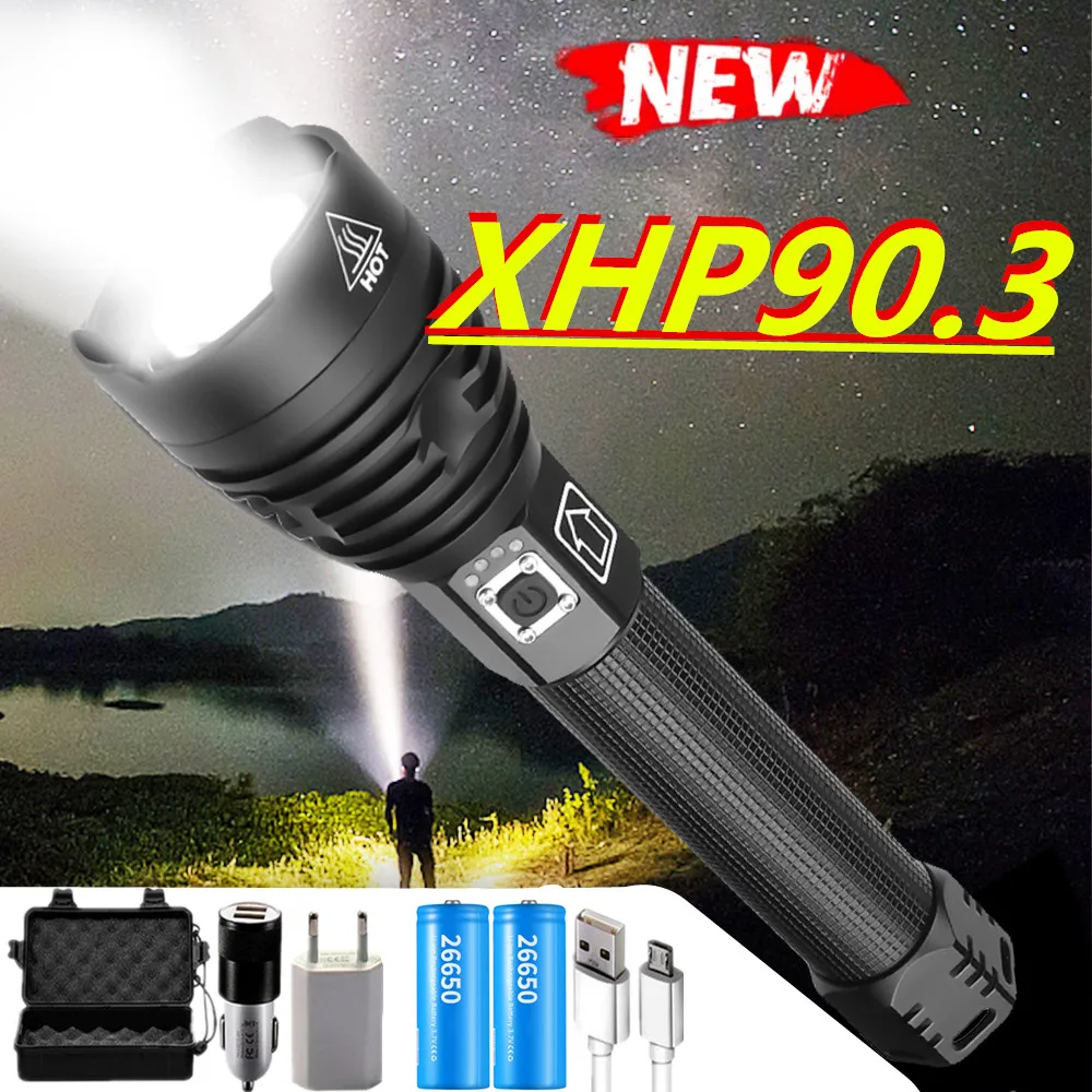 

800000lm 4 Core P90.2 LED Flashlight waterproof Tactical LED Torch Waterproof 5 Lighting modes Zoomable Camping Hunt light