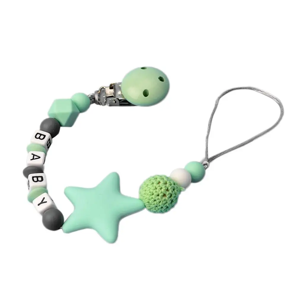 Colorful Silicone Pacifier Clips Funny Chain For Infant Feeding Toddle Chew Toy Silicone Nipple Clip For Baby - Color: Green