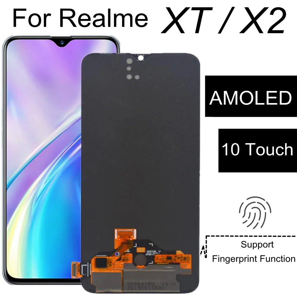 64AMOLEDForRealmeXTX2EMX1991RMX1921LCDDisplayTouchScreen