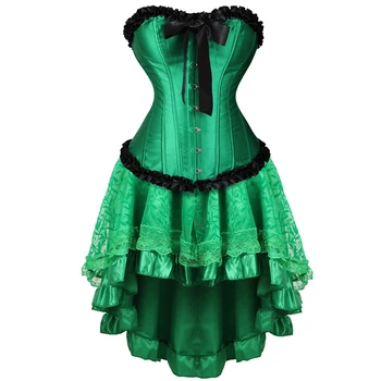 

Corset Dress Bustiers Victorianlace Up Lingerie Lace Corset Skirts For Women Burlesque Gothic Sexy Redk Green Red Corsage Erotik