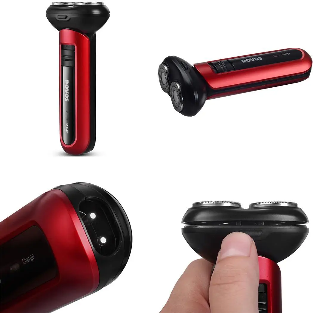 

Men Rechargeable Electric Shaver Waterproof 2 Cutter Heads Electric Shaving Beard Machine Razor Rotatable With Indicator Lights