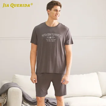 

Pj Set New Crew Neck Man Clothes Pajamas Set Homesuit Homeclothes Fashion Style Casual Style Short Sleeve Short Pants Sleepwear
