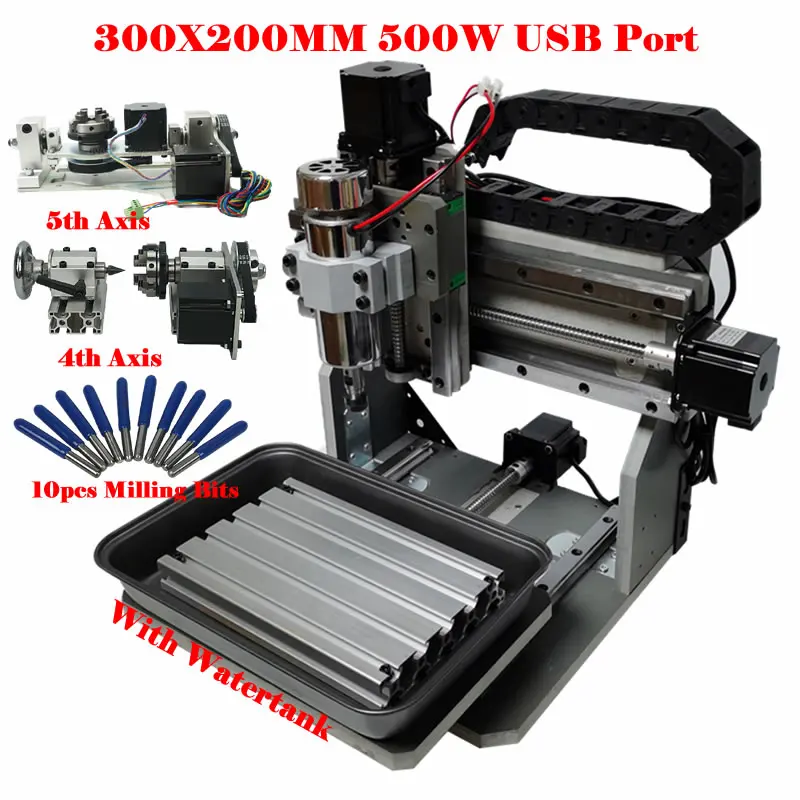 Diy Mini Cnc 3020 Router 5 As 4 As 3 Axis 500W Usb-poort Voor Hout Aluminium Graveren Frezen boren Vierkante Lijn Rail