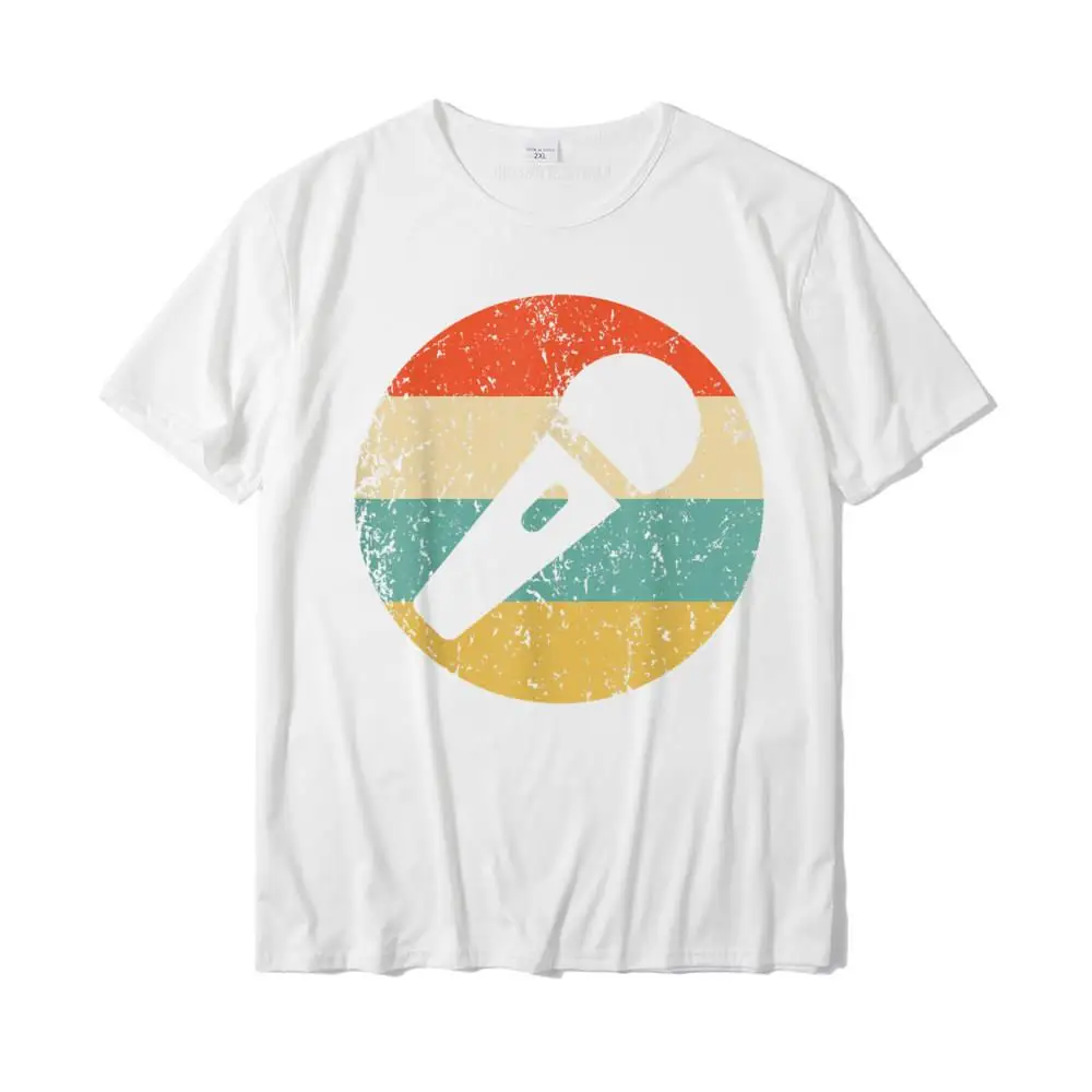 Karaoke Singer Retro Microphone T-Shirt__30600 Tees Discount O-Neck T Shirt Comics Short Sleeve 100% Cotton Mens Tops & Tees Karaoke Singer Retro Microphone T-Shirt__30600 white