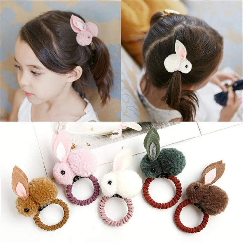 М мизм милый кролик пряжа заколки для волос для детей девочек Корейский стиль аксессуары для волос Kawaii мохнатый кролик стереоскопические заколки