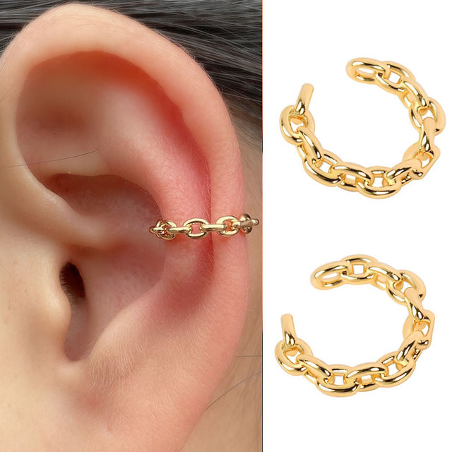 Earrings Without Ear Hole Star Wrap Clip On Earrings Earcuff for Women Chain Hollow Ear Cuff  Fake Earring Piercing