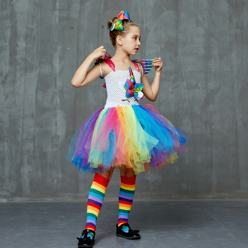 Set of Unicorn Rainbow Tutu Dress